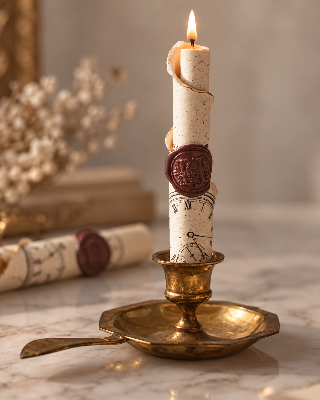 Vintage Timekeeper Taper Candle