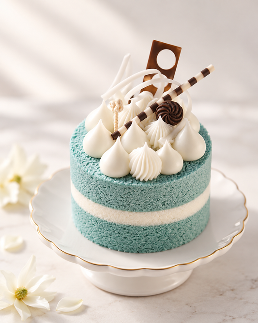 Blue Pâtisserie Cake Candle